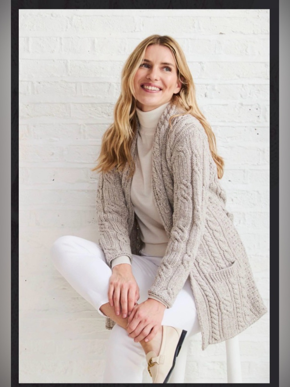 Aran Sweater Market Cardigan Womens XS Belted Merino Wool Cable Knit Ireland